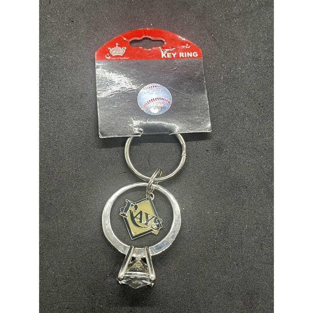 MLB Official Tampa‎ Bay Rays Key Ring Logo Diamond Ring Keychain